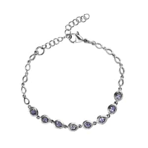 Tanzanite Link Bracelet in Stainless Steel (6.50 In) 1.15 ctw , Tarnish-Free, Waterproof, Sweat Proof Jewelry