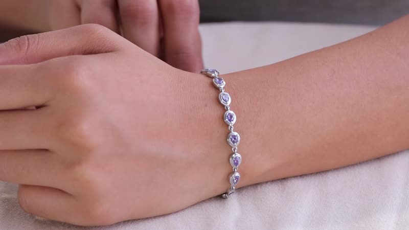 Tanzanite Link Bracelet in Stainless Steel (6.50 In) 1.15 ctw , Tarnish-Free, Waterproof, Sweat Proof Jewelry