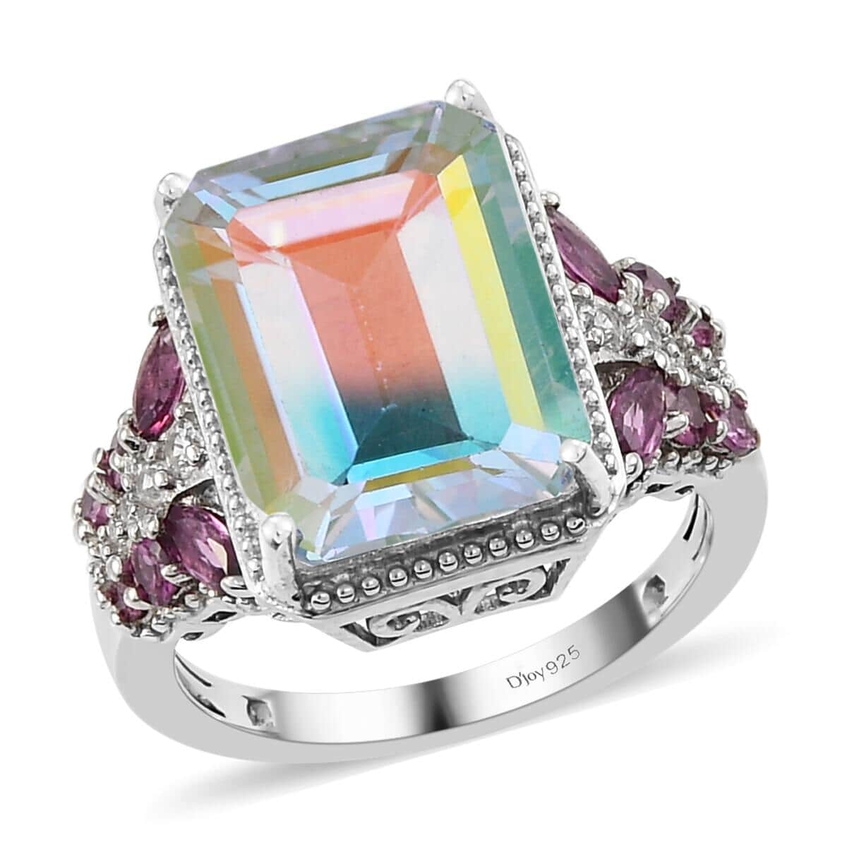 Mercury Mystic Topaz and Multi Gemstone Ring in Platinum Over Sterling Silver (Size 7.0) 9.65 ctw image number 0