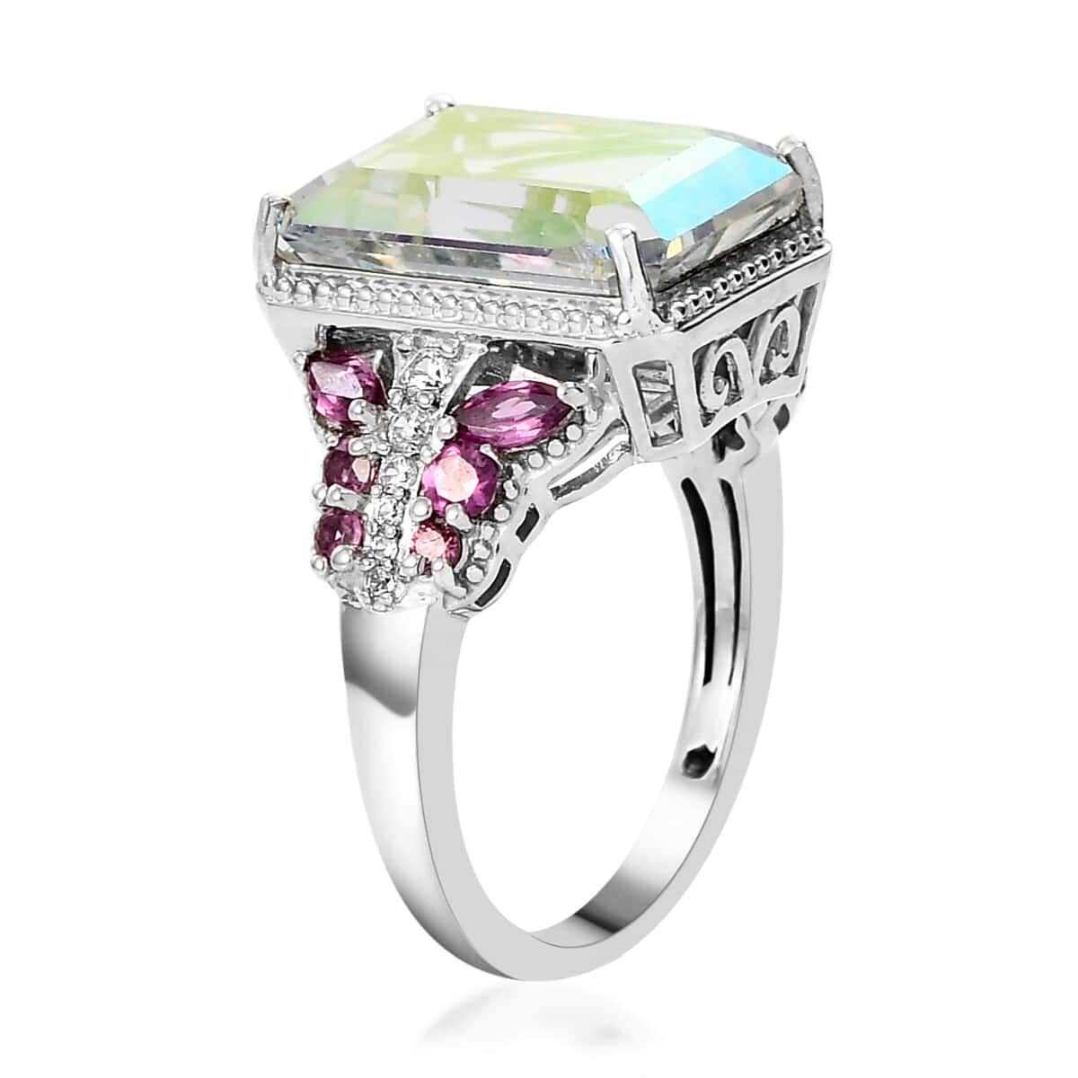 Mercury Mystic Topaz and Multi Gemstone Ring in Platinum Over Sterling Silver (Size 7.0) 9.65 ctw image number 3