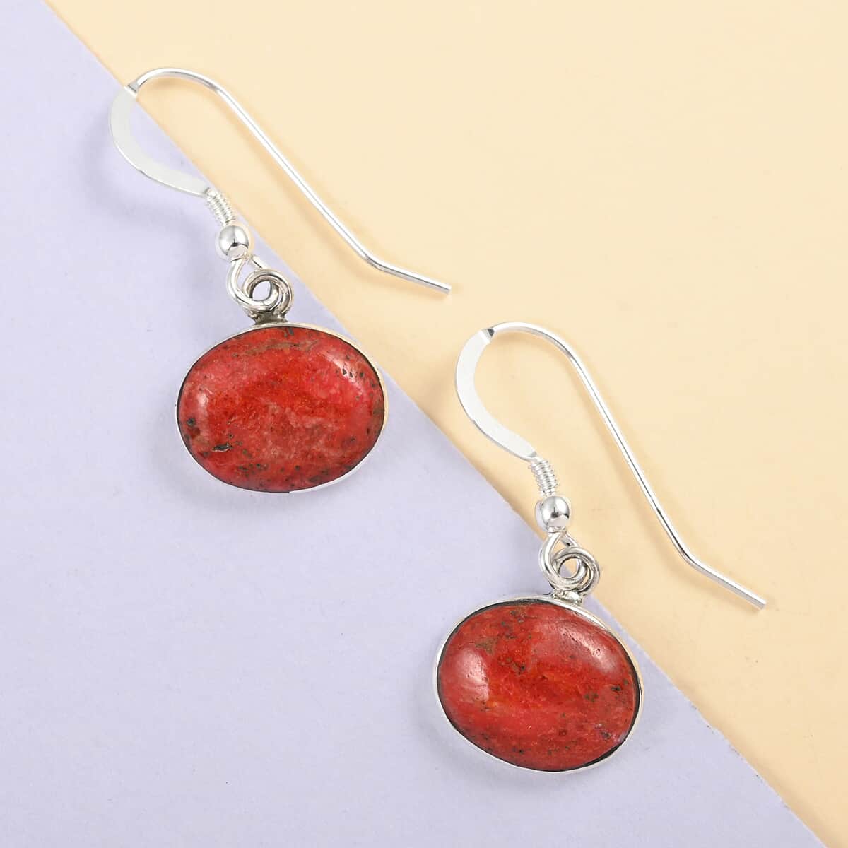 SANTA FE Style Coral Dangle Earrings in Sterling Silver image number 1
