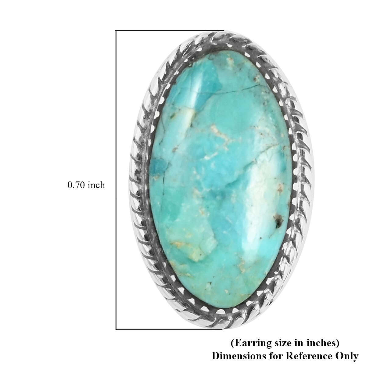 Santa Fe Style Kingman Turquoise Stud Earrings in Sterling Silver 5.25 ctw image number 4