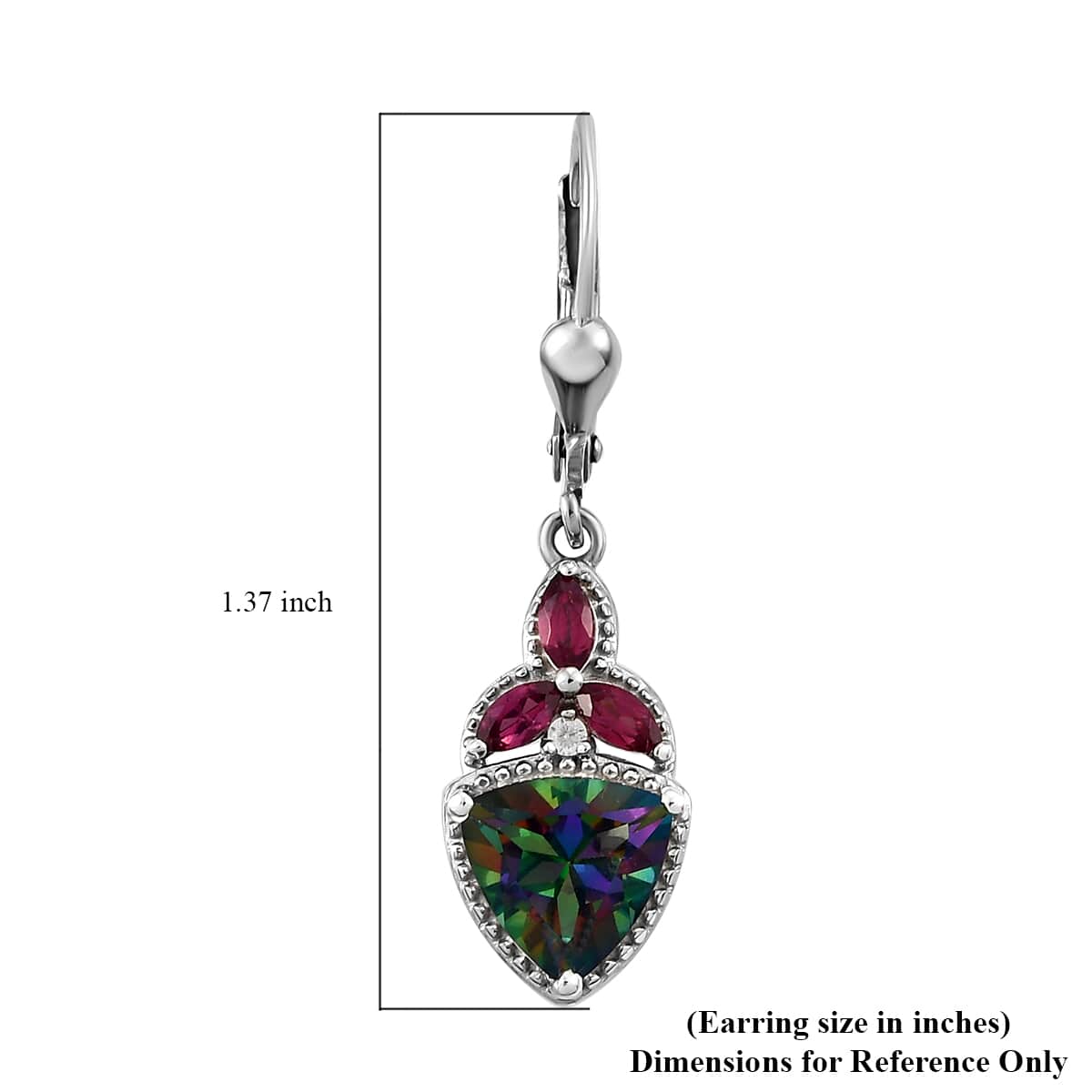 Northern Light Mystic Topaz and Multi Gemstone Lever Back Earrings in Platinum Over Sterling Silver 4.90 ctw image number 4