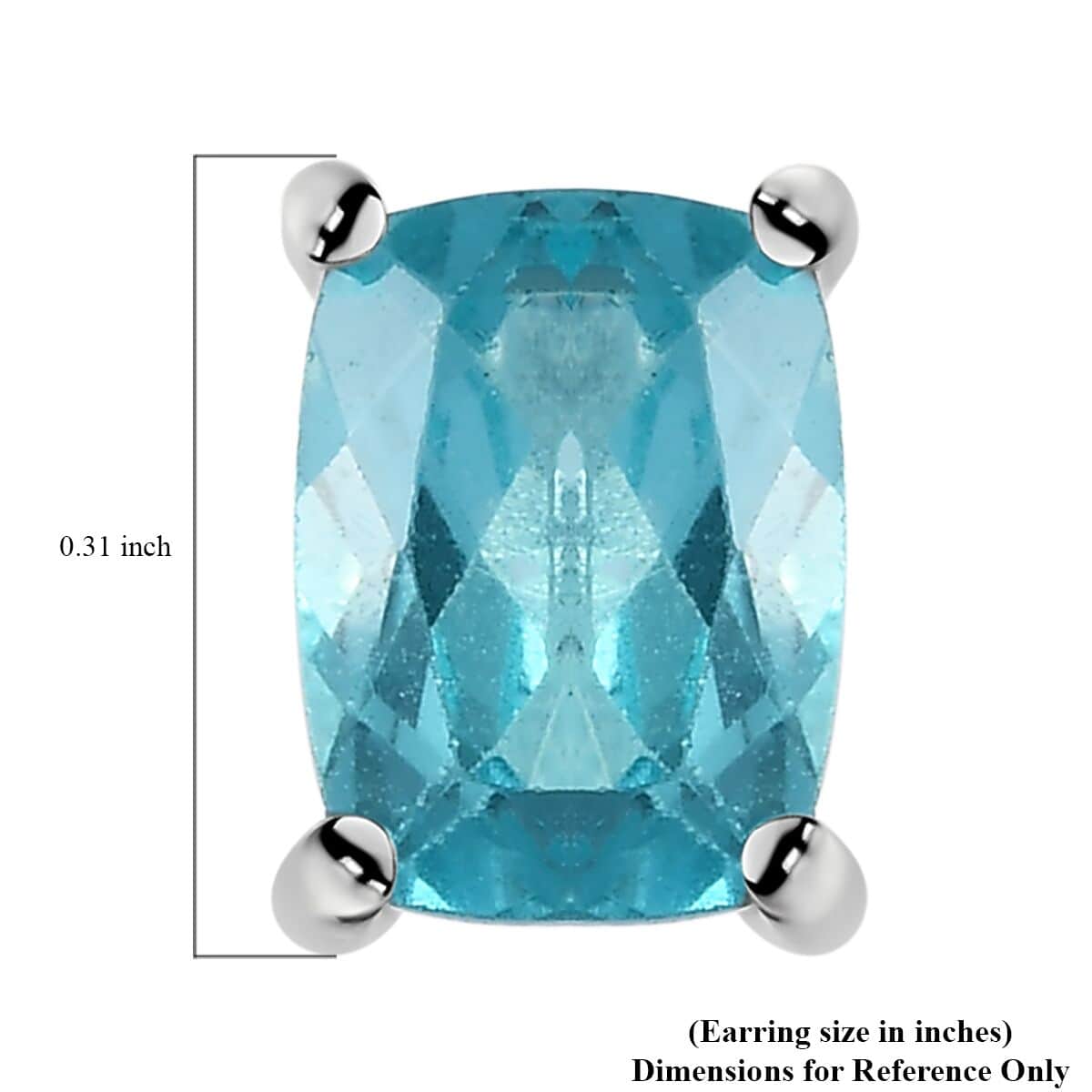 Madagascar Paraiba Apatite Solitaire Stud Earrings in Sterling Silver 2.00 ctw image number 4