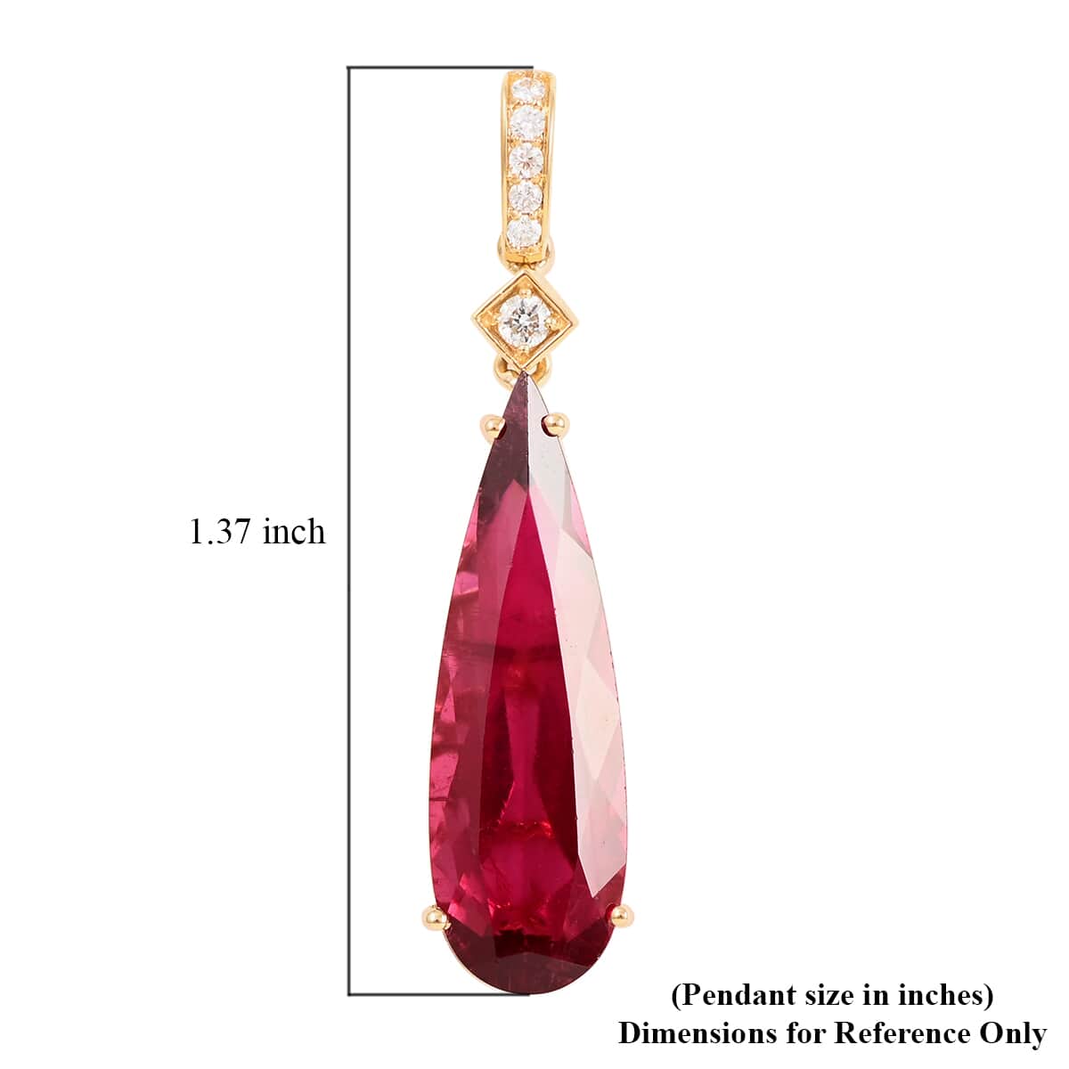 One Of A Kind Certified Iliana 18K Yellow Gold AAA Ouro Fino Rubellite and G-H SI Diamond Drop Pendant 5.50 ctw image number 4