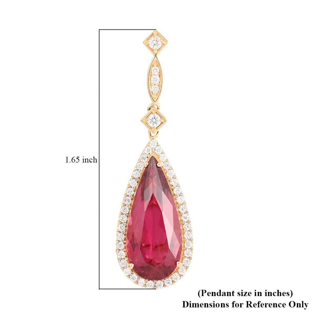 One Of A Kind Certified & Appraised ILIANA 18K Yellow Gold AAA Ouro Fino Rubellite and G-H SI Diamond Halo Pendant 3.65 Grams 5.00 ctw image number 4