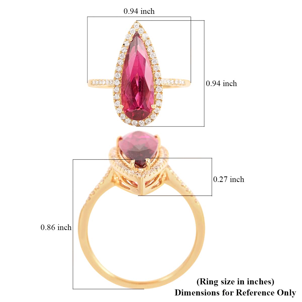 One Of A Kind Certified & Appraised ILIANA 18K Yellow Gold AAA Ouro Fino Rubellite and G-H SI Diamond Halo Ring (Size 7.0) 3.40 ctw image number 5