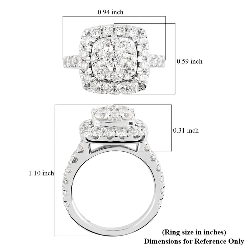 NY Closeout 14K White Gold G SI2 Diamond Cluster Ring (Size 7.0) 7.70 Grams 2.50 ctw