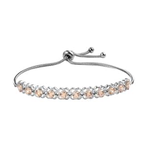 Karis Simulated Champagne Diamond Bolo Bracelet in Platinum Bond and Stainless Steel 4.85 ctw , Tarnish-Free, Waterproof, Sweat Proof Jewelry