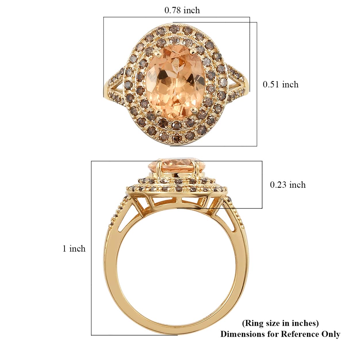 10K Yellow Gold  AA   Imperial Garnet ,  Champagne Diamond  I2 Main Stone With Side Stone Ring ,  Gold Wt. 3.45 g 3.53 ctw image number 5
