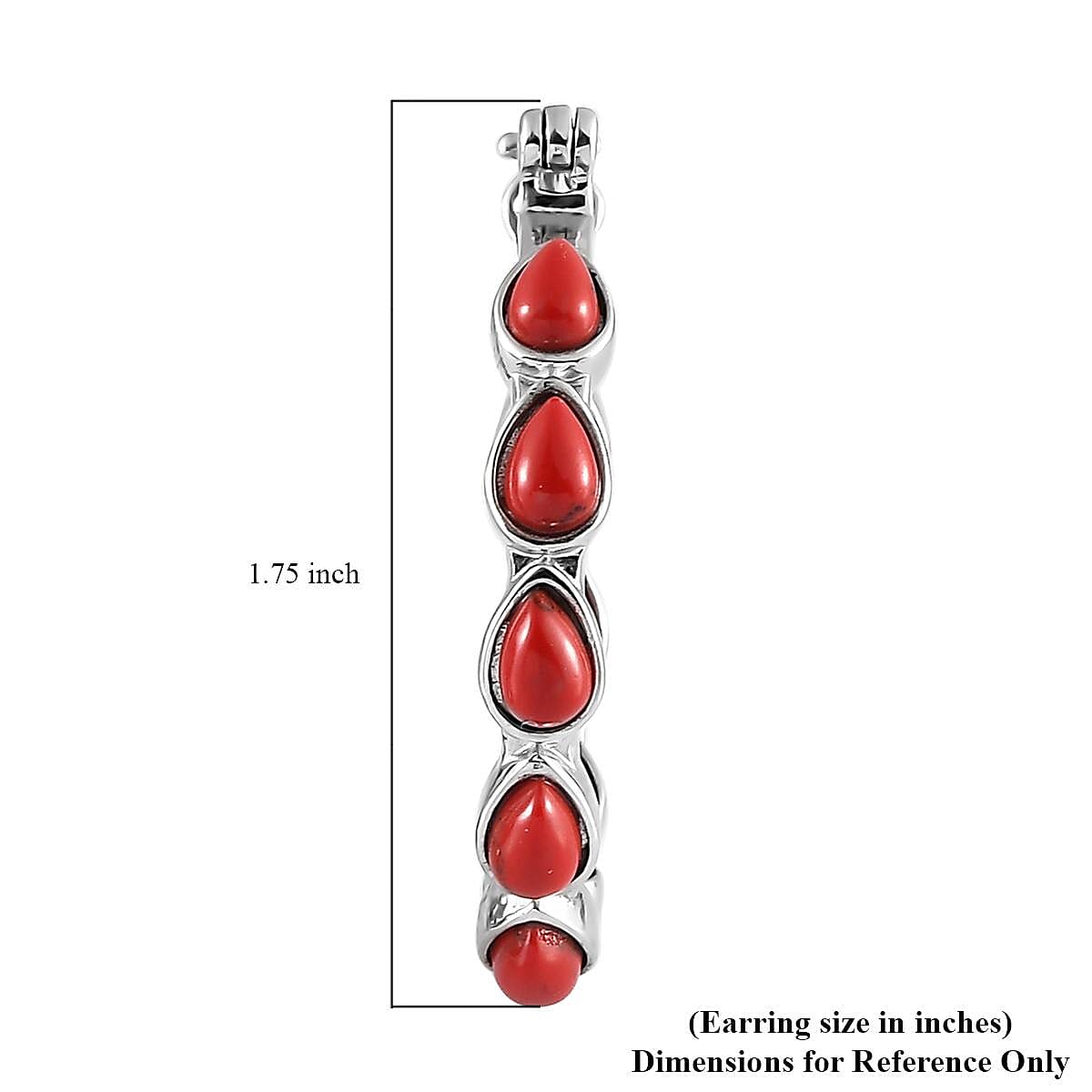 Red Howlite Inside Out Hoop Earrings in Stainless Steel 6.15 ctw