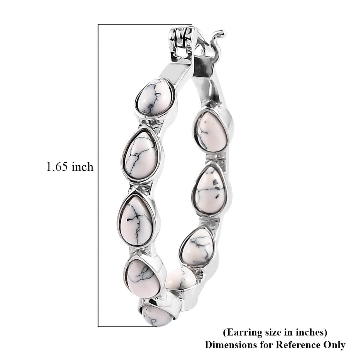 White Howlite Inside Out Hoop Earrings in Stainless Steel 6.50 ctw image number 4