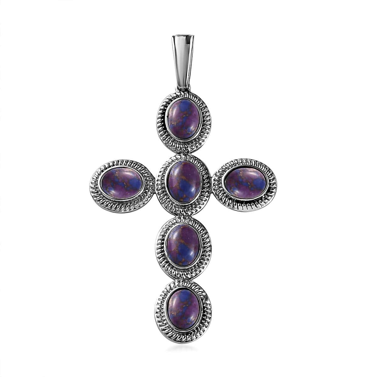 Mojave Purple Turquoise Cross Pendant in Stainless Steel 7.65 ctw image number 0