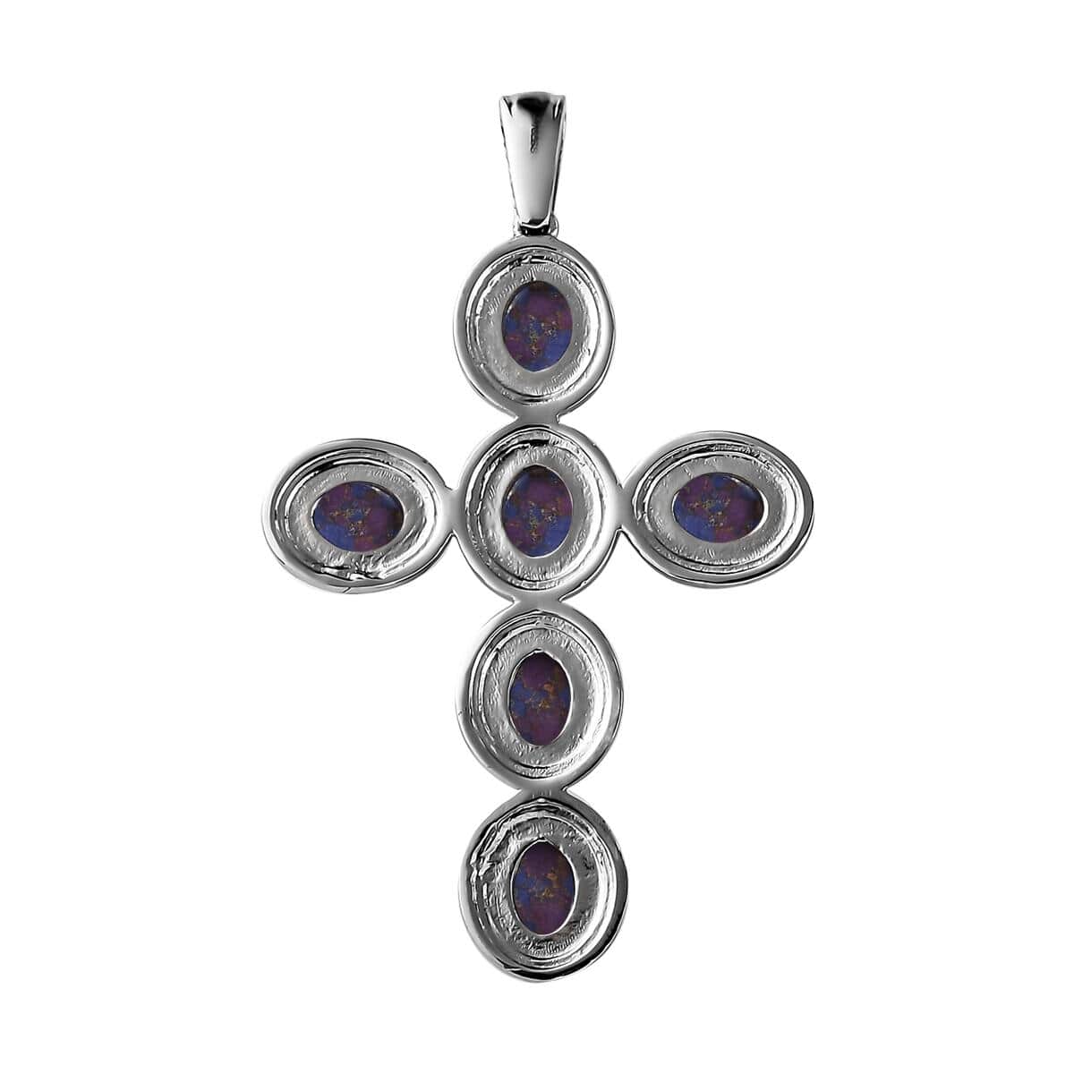 Mojave Purple Turquoise Cross Pendant in Stainless Steel 7.65 ctw image number 3