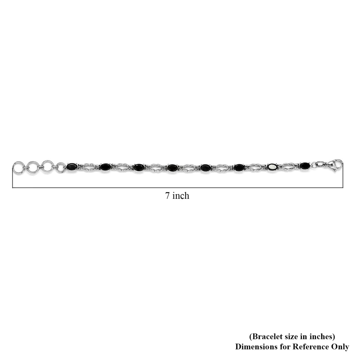 Thai Black Spinel Line Bracelet in Stainless Steel (7.25 In) 4.75 ctw image number 4