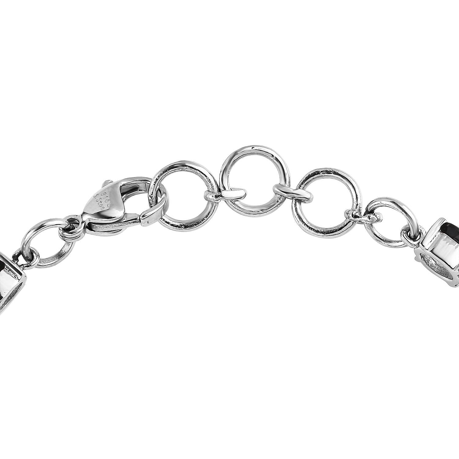 Thai Black Spinel 4.75 ctw Line Bracelet in Stainless Steel (7.25 In)