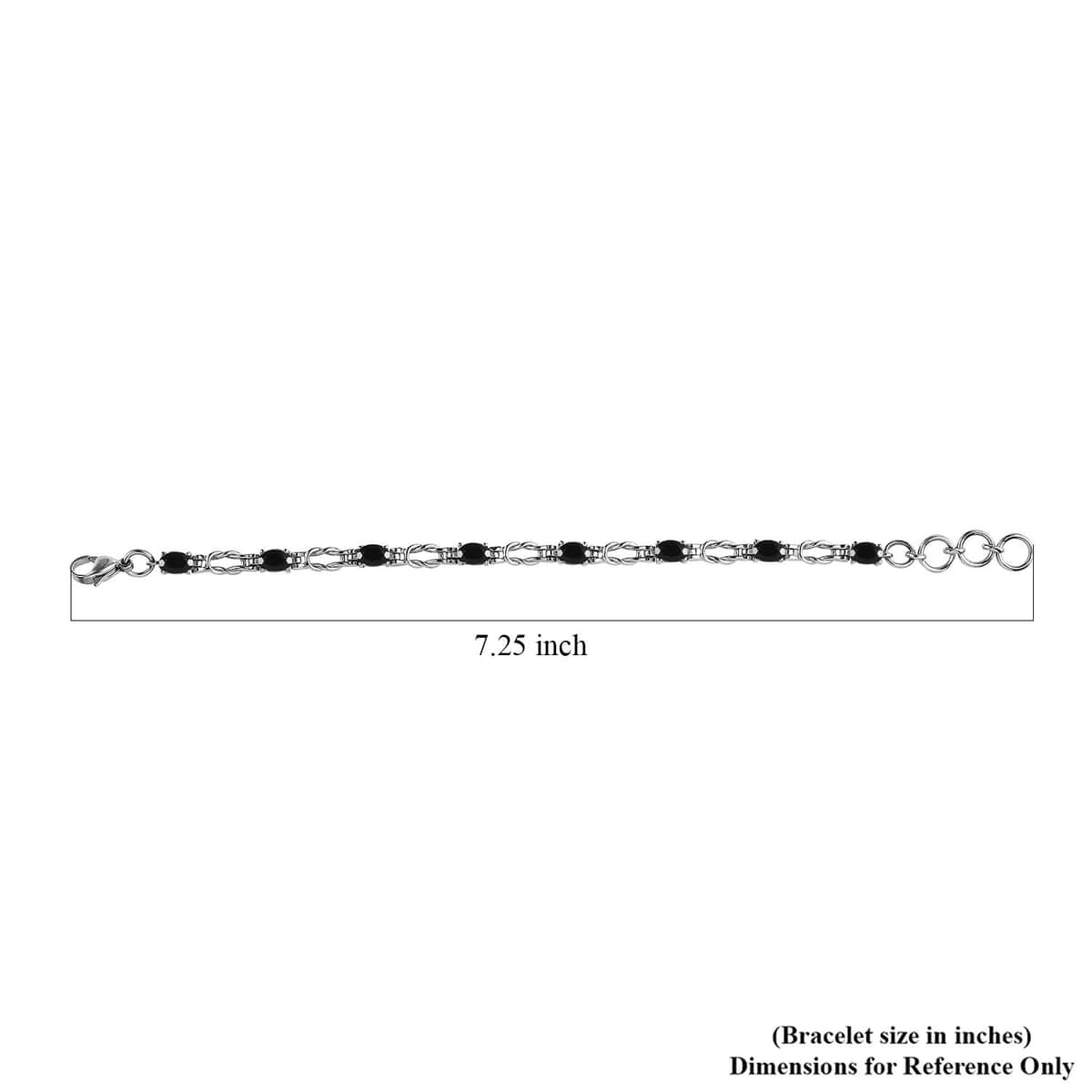 Thai Black Spinel Line Bracelet in Stainless Steel (7.25 In) 4.75 ctw image number 6