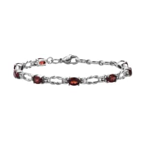 Mozambique Garnet 4.35 ctw Line Bracelet in Stainless Steel (7.25 In), Tarnish-Free, Waterproof, Sweat Proof Jewelry