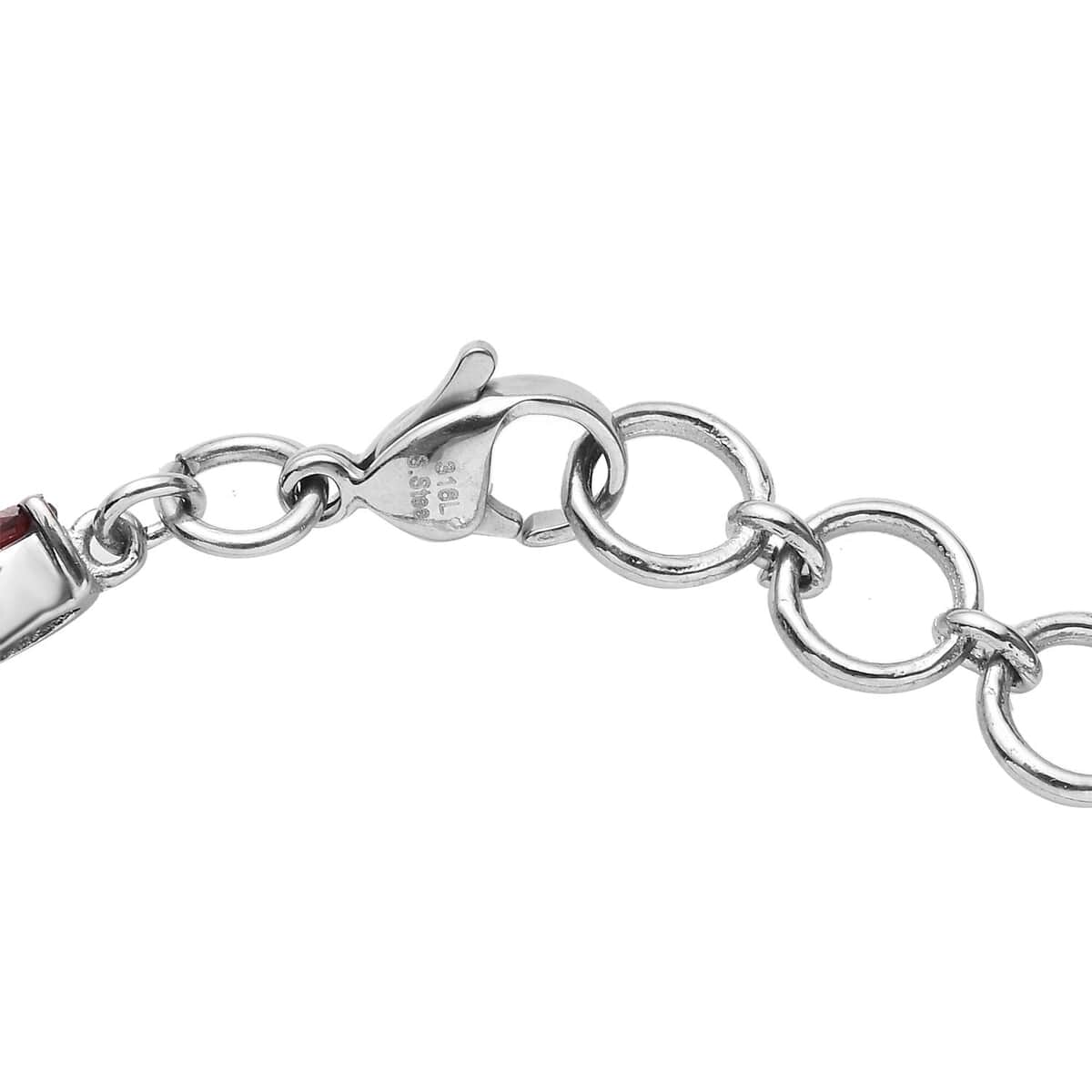 Mozambique Garnet Line Bracelet in Stainless Steel (7.25 In) 4.35 ctw , Tarnish-Free, Waterproof, Sweat Proof Jewelry image number 3