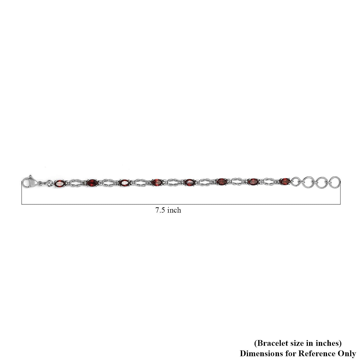 Mozambique Garnet 4.35 ctw Line Bracelet in Stainless Steel (7.25 In)