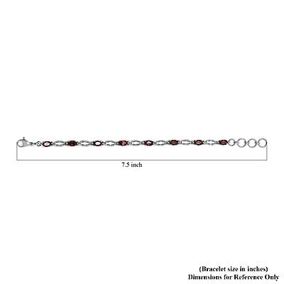 Mozambique Garnet 4.35 ctw Line Bracelet in Stainless Steel (7.25 In)