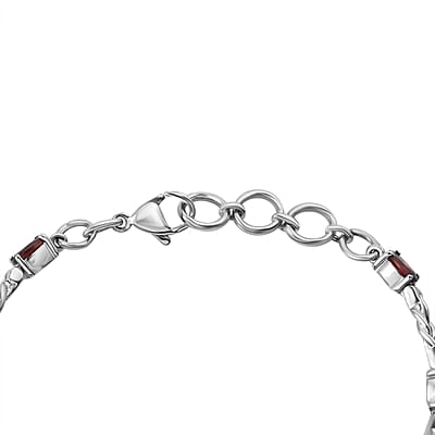 Mozambique Garnet 4.35 ctw Line Bracelet in Stainless Steel (7.25 In)