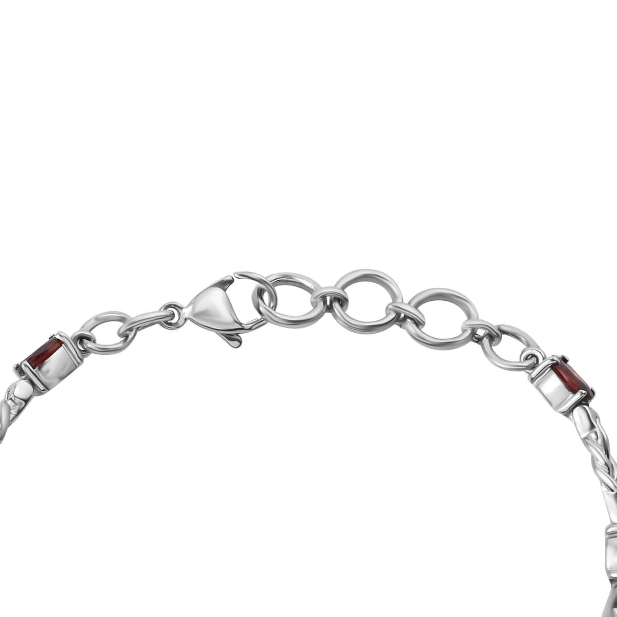 Mozambique Garnet Line Bracelet in Stainless Steel (7.25 In) 4.35 ctw , Tarnish-Free, Waterproof, Sweat Proof Jewelry image number 5