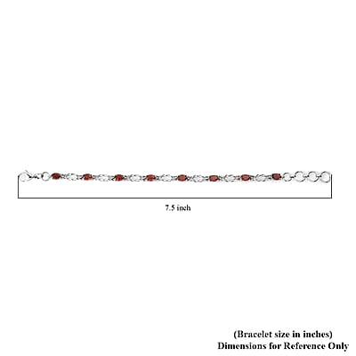 Mozambique Garnet 4.35 ctw Line Bracelet in Stainless Steel (7.25 In)