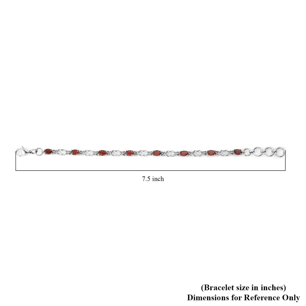 Mozambique Garnet Line Bracelet in Stainless Steel (7.25 In) 4.35 ctw , Tarnish-Free, Waterproof, Sweat Proof Jewelry image number 6