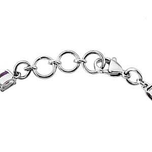 African Amethyst 3.40 ctw Line Bracelet in Stainless Steel (7.25 In)