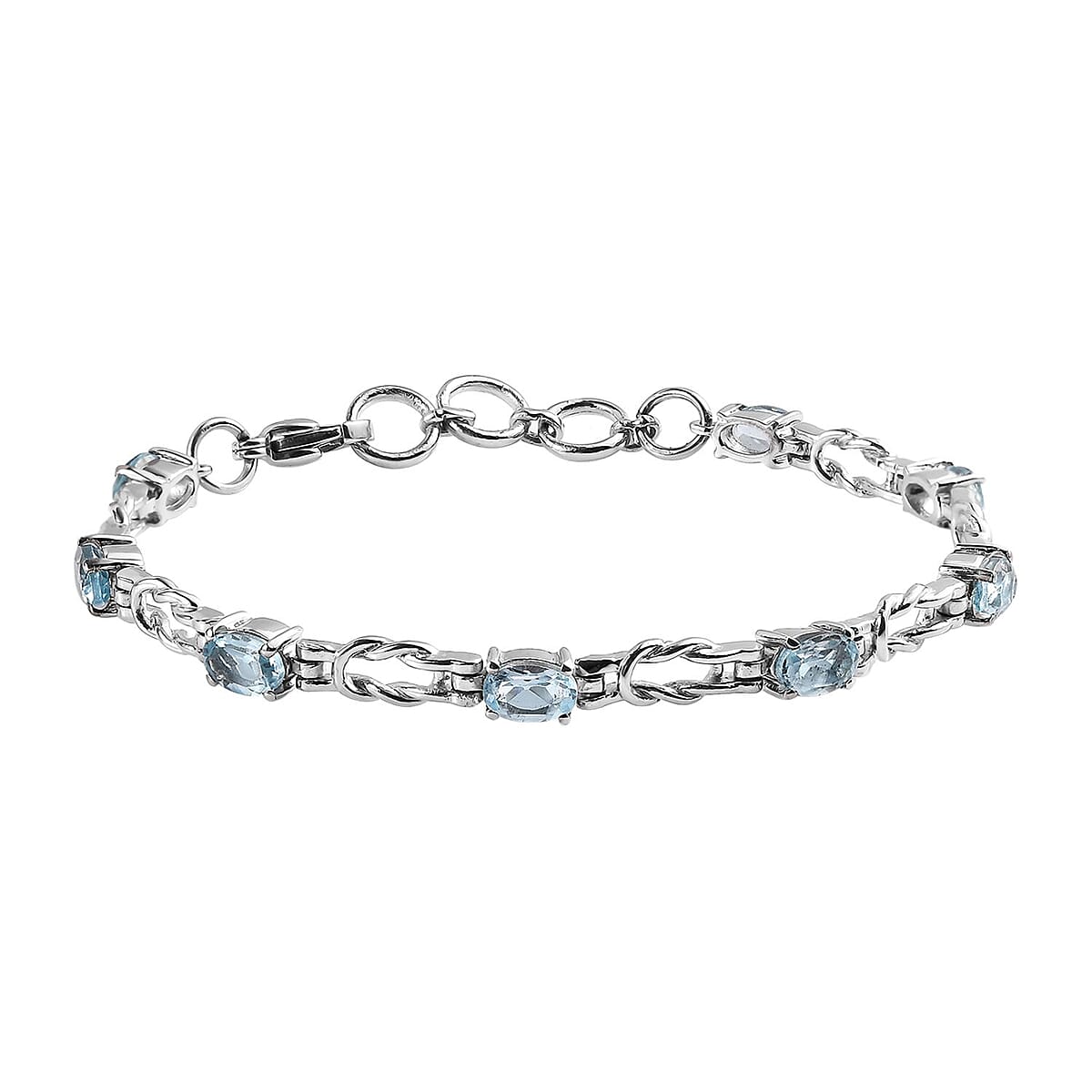 Sky Blue Topaz 5.10 ctw Line Bracelet in Stainless Steel (7.25 In) image number 0