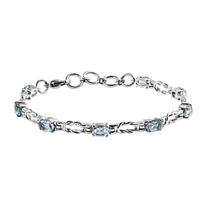 Sky Blue Topaz 5.10 ctw Line Bracelet in Stainless Steel (7.25 In)