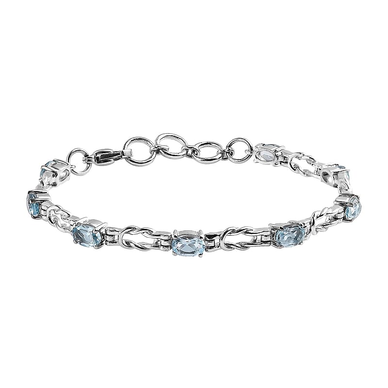 EverTrue Sky Blue Topaz 4.85 ctw Line Bracelet in Stainless Steel (7.25 In)