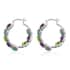 Mojave Multi Turquoise Hoop Earrings in Stainless Steel 7.40 ctw image number 3