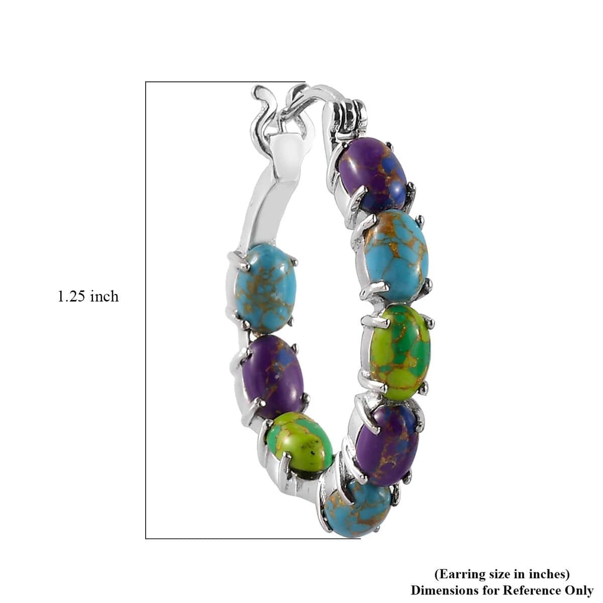 Mojave Multi Turquoise Hoop Earrings in Stainless Steel 7.40 ctw image number 4