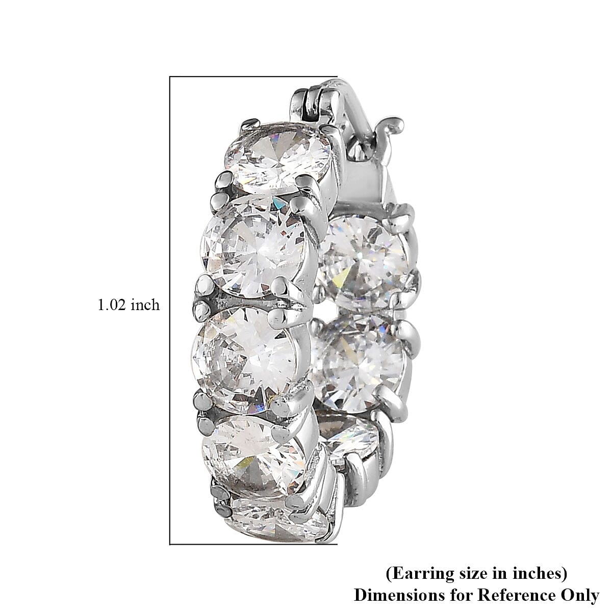 Simulated White Diamond Hoop Earrings in Stainless Steel 21.10 ctw image number 4