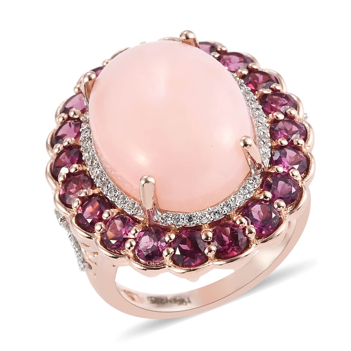 Peruvian Pink Opal and Multi Gemstone Ring in Vermeil Rose Gold Over Sterling Silver (Size 7.0) 13.35 ctw image number 0