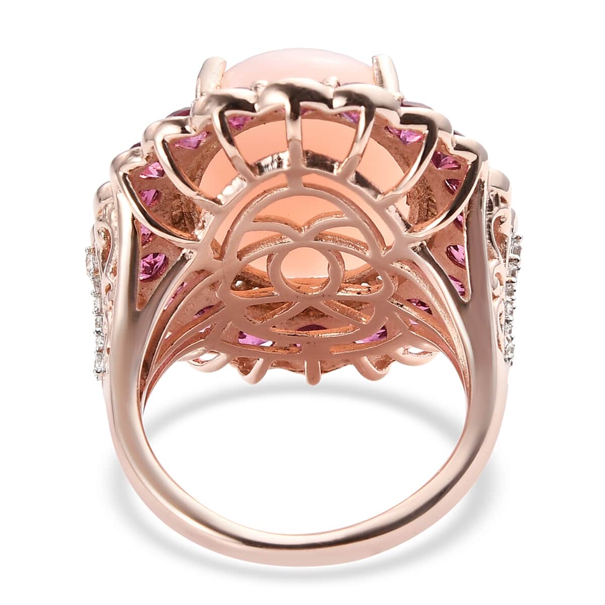 Peruvian Pink Opal and Multi Gemstone Ring in Vermeil Rose Gold Over Sterling Silver (Size 7.0) 13.35 ctw image number 4