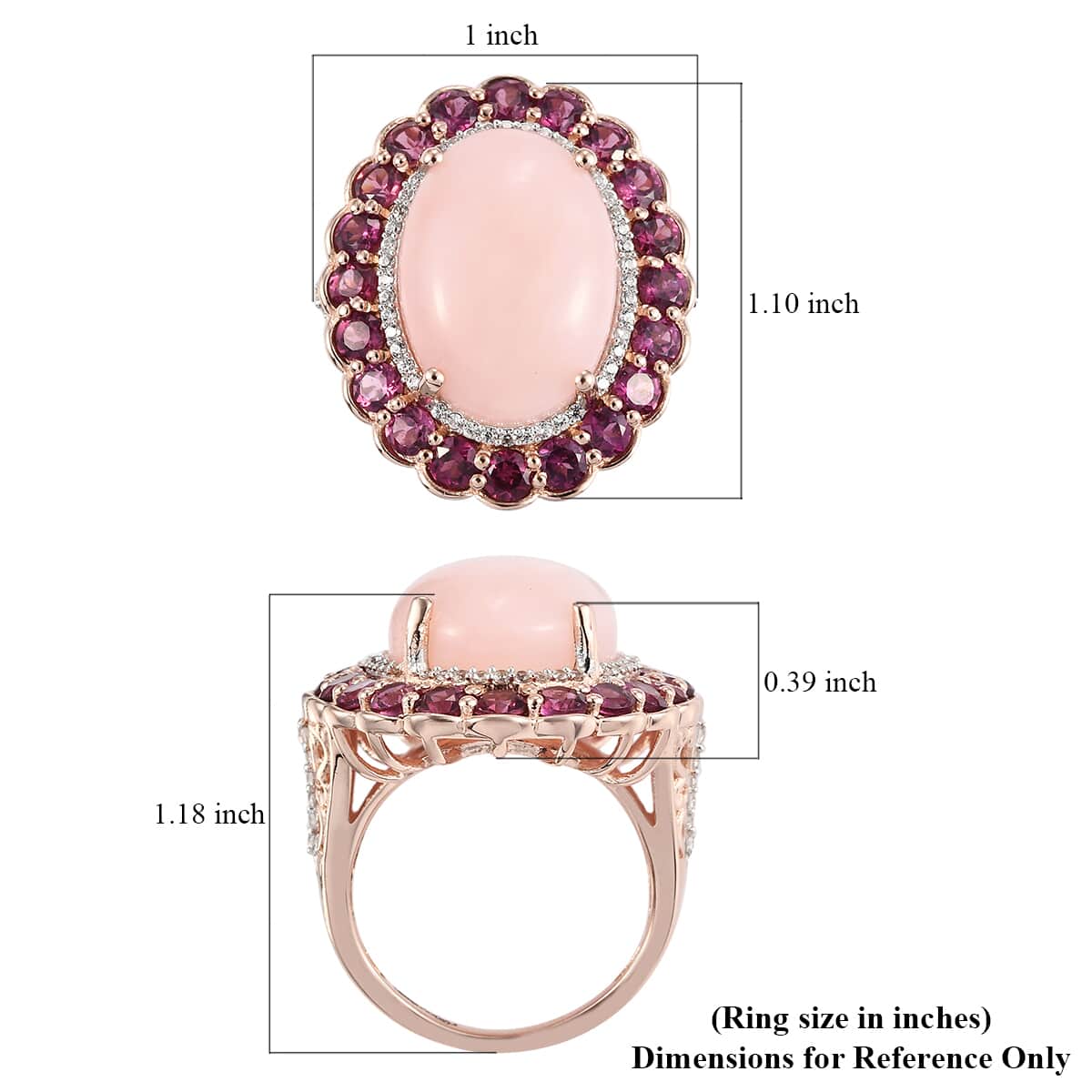 Peruvian Pink Opal and Multi Gemstone Ring in Vermeil Rose Gold Over Sterling Silver (Size 7.0) 13.35 ctw image number 5