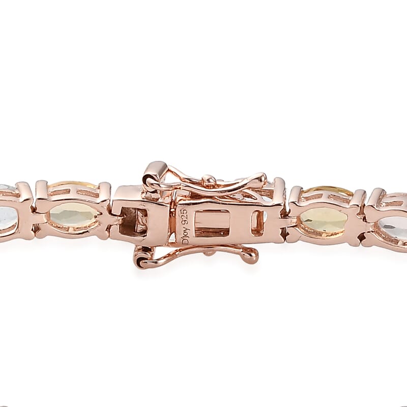Premium Multi Beryl Tennis Bracelet in Vermeil Rose Gold Over Sterling Silver (6.50 In) 10.35 ctw