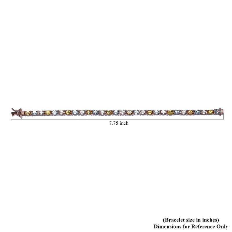 Premium Multi Beryl Tennis Bracelet in Vermeil Rose Gold Over Sterling Silver (6.50 In) 10.35 ctw