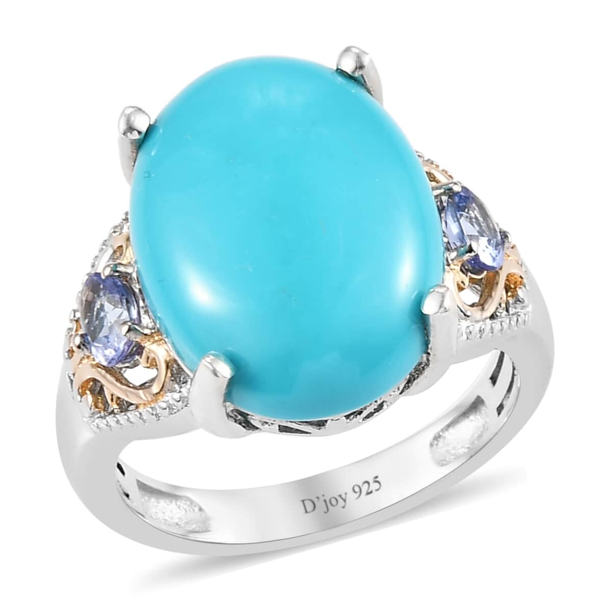 Sleeping Beauty Turquoise and Tanzanite Ring in Vermeil Yellow Gold and Platinum Over Sterling Silver (Size 9.0) 7.25 ctw image number 0