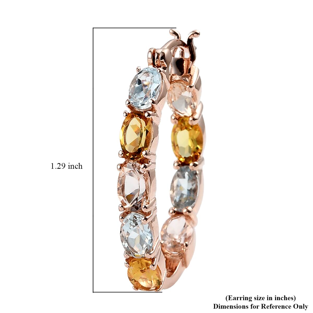 Premium Multi Beryl Inside Out Hoop Earrings in Vermeil Rose Gold Over Sterling Silver 7 Grams 7.25 ctw image number 4