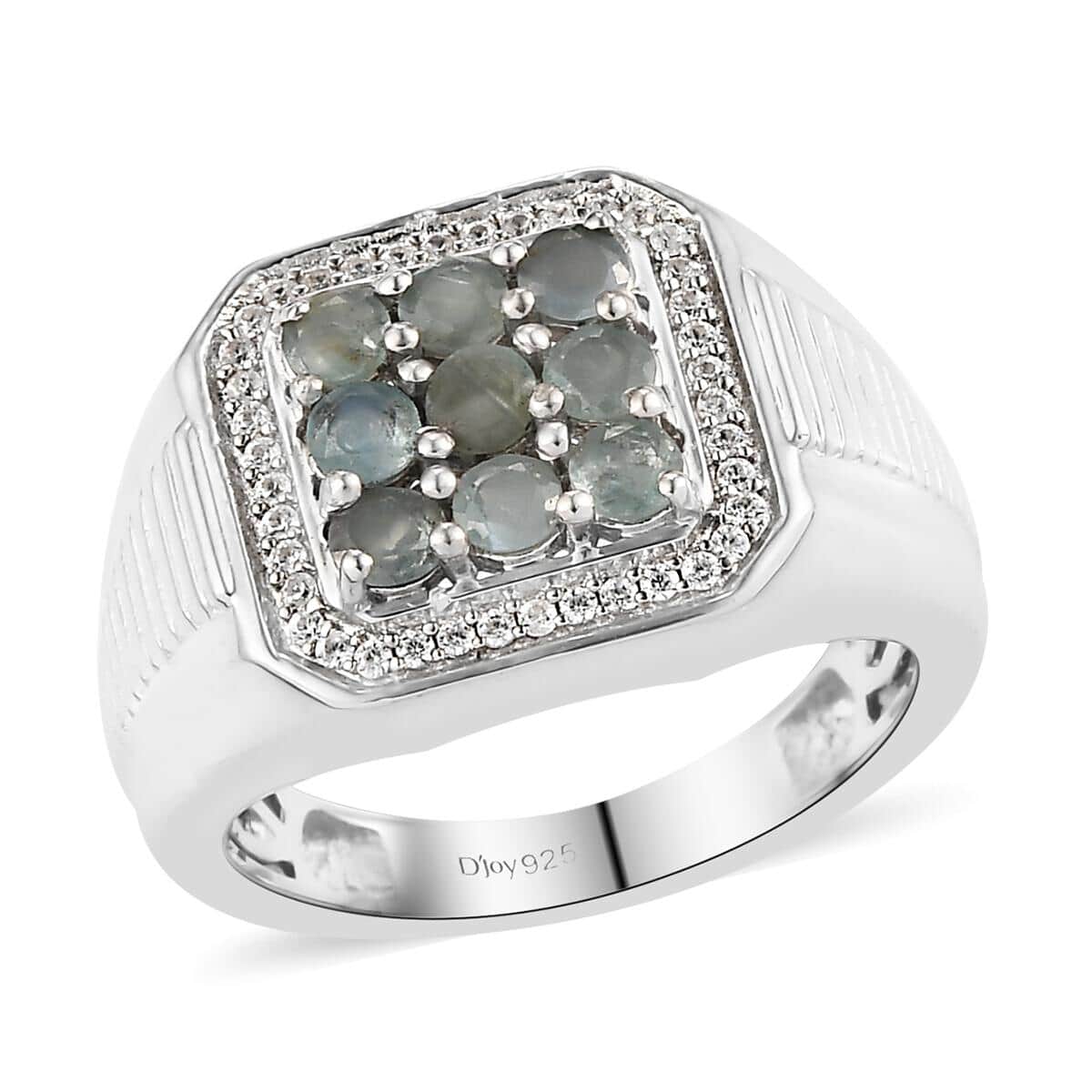 Narsipatnam Alexandrite and Natural White Zircon Men's Ring in Platinum Over Sterling Silver (Size 12.0) 8.60 Grams 1.40 ctw image number 0