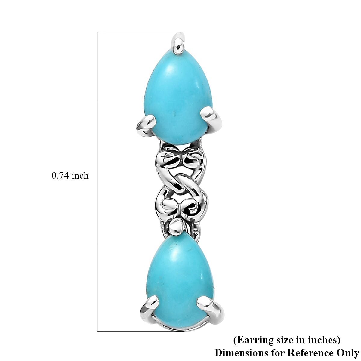 Sleeping Beauty Turquoise Drop Earrings in Platinum Over Sterling Silver 1.75 ctw