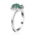 AAA Kagem Zambian Emerald and Natural White Zircon Bypass Ring in Platinum Over Sterling Silver (Size 6.0) 0.85 ctw image number 3