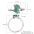 AAA Kagem Zambian Emerald and Natural White Zircon Bypass Ring in Platinum Over Sterling Silver (Size 6.0) 0.85 ctw image number 5