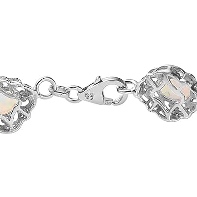 Premium Ethiopian Welo Opal Filigree Bracelet in Platinum Over Sterling Silver,Filigree Bracelet,Opal Bracelet, Silver Bracelet For Women (6.50 In) 8.65 ctw