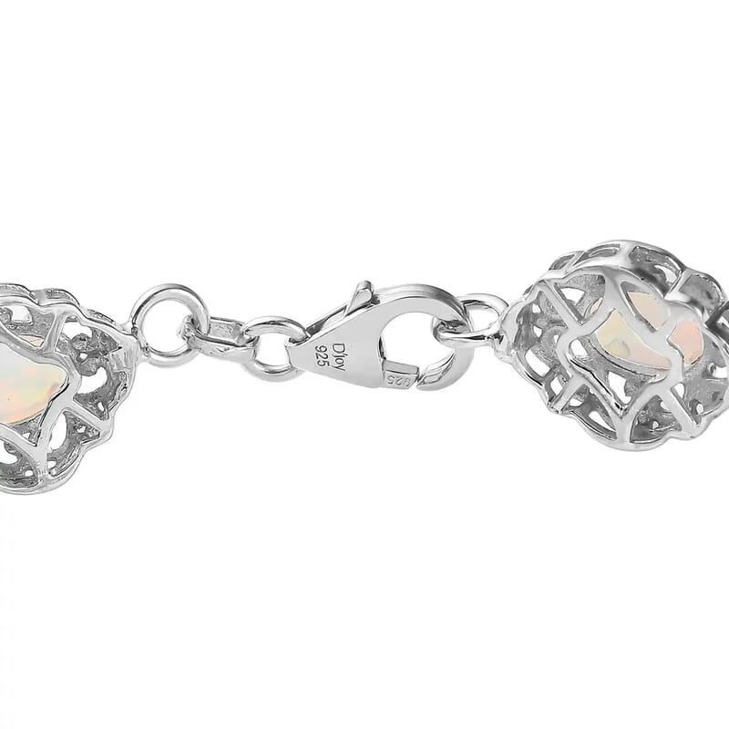 Premium Ethiopian Welo Opal Filigree Bracelet in Platinum Over Sterling Silver,Filigree Bracelet,Opal Bracelet, Silver Bracelet For Women (6.50 In) 8.65 ctw