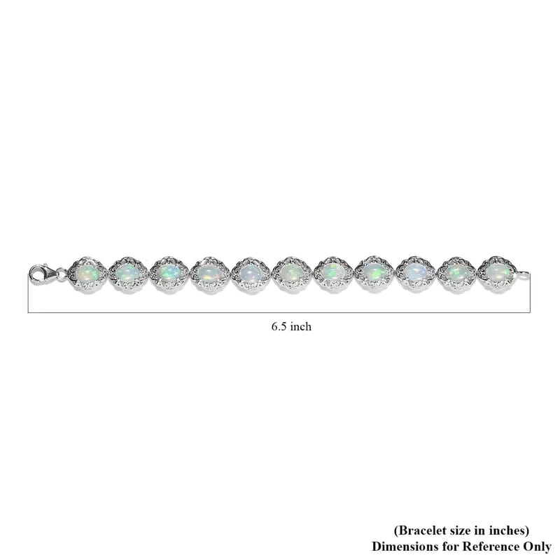 Premium Ethiopian Welo Opal Filigree Bracelet in Platinum Over Sterling Silver,Filigree Bracelet,Opal Bracelet, Silver Bracelet For Women (6.50 In) 8.65 ctw